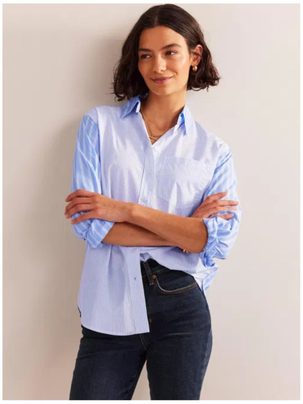 BODEN Connie Relaxed Fit Long Sleeve Striped Cotton Shirt Size US 20~22